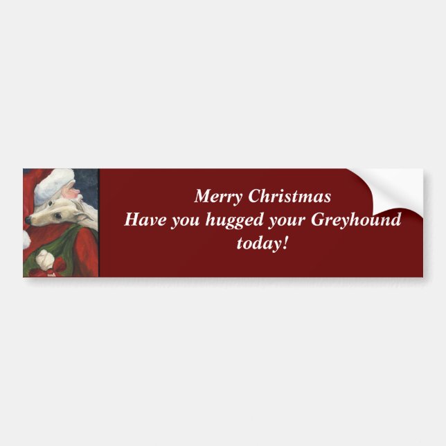 Greyhound and Santa Dog Art Bumper Sticker (Front)