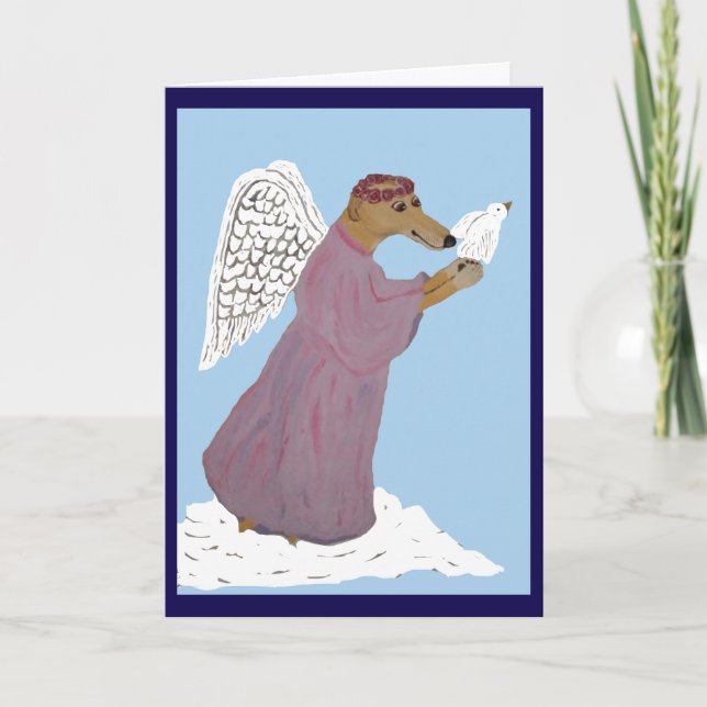 Greyhound Angel with White Dove Card (Front)