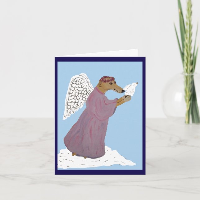 Greyhound Angel with White Dove Invitation (Front)