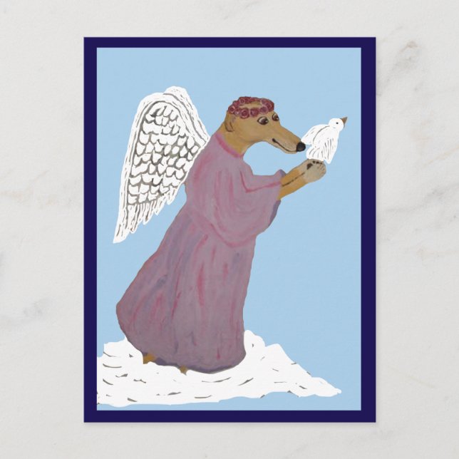Greyhound Angel with White Dove Postcard (Front)