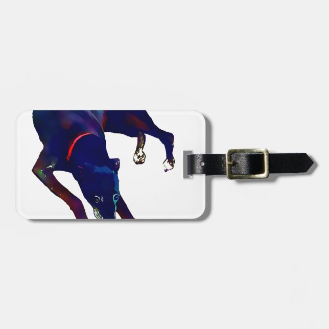 Greyhound Art Luggage Tag (Front Horizontal)