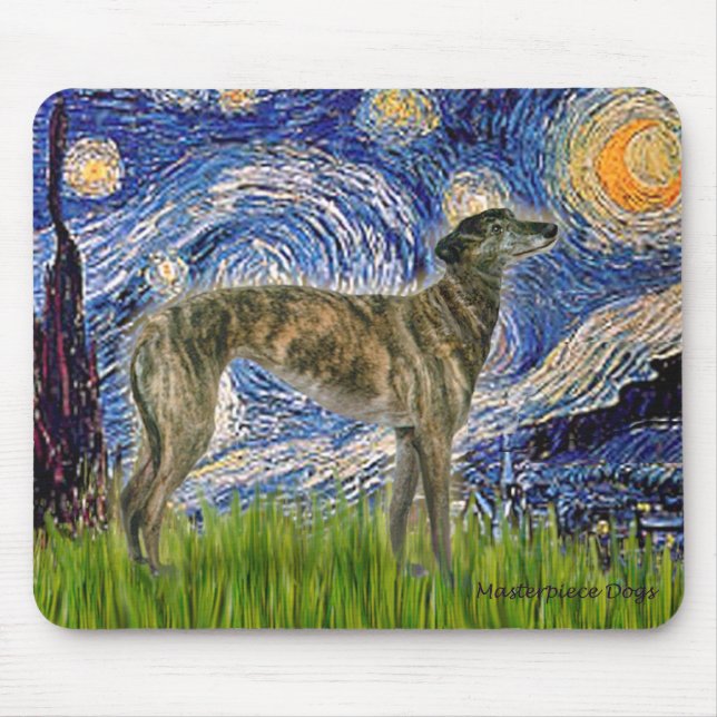 Greyhound (br2) - Starry Night Mouse Pad (Front)