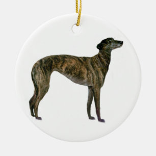 Greyhound - Brindle (standing) Ceramic Tree Decoration
