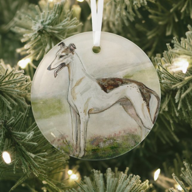 Greyhound by Hevener Glass Tree Decoration (Insitu)