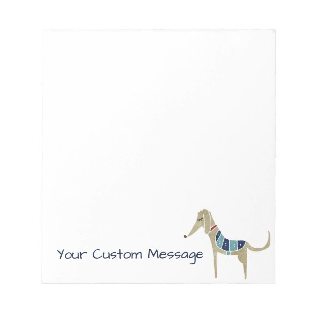 Greyhound Cartoon Dog in Coat Notepad (Front)