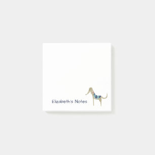 Greyhound Cartoon Dog in Coat Post-it Notes