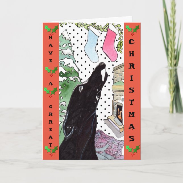 Greyhound Christmas card (a32) (Front)