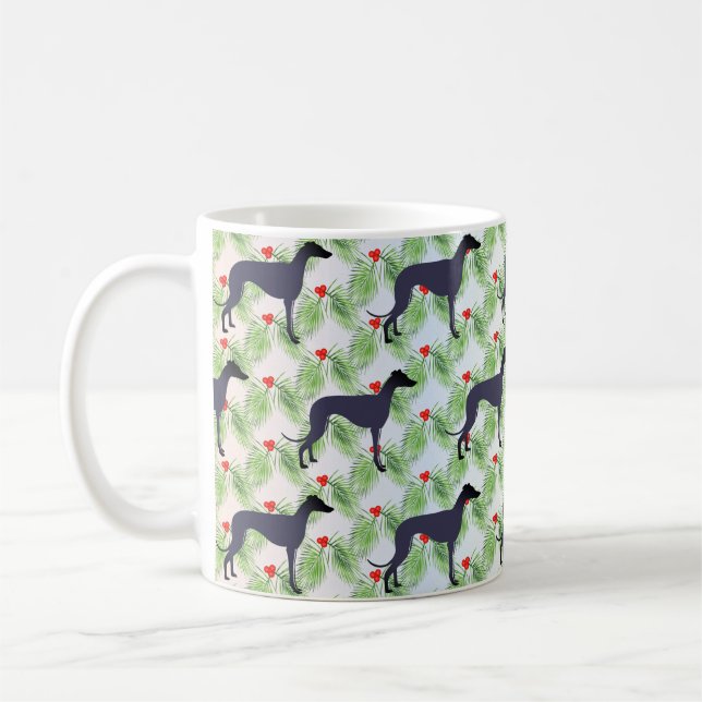 Greyhound Christmas Coffee Mug (Left)