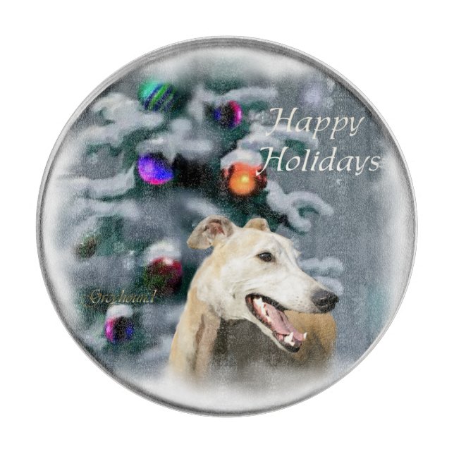 Greyhound Christmas Cutting Board (Front)