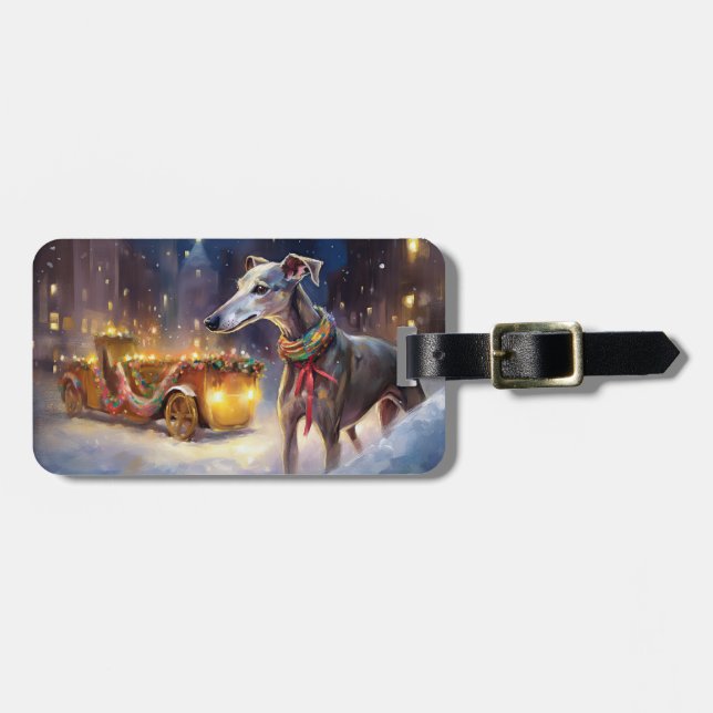 Greyhound Christmas Festive Season  Luggage Tag (Front Horizontal)