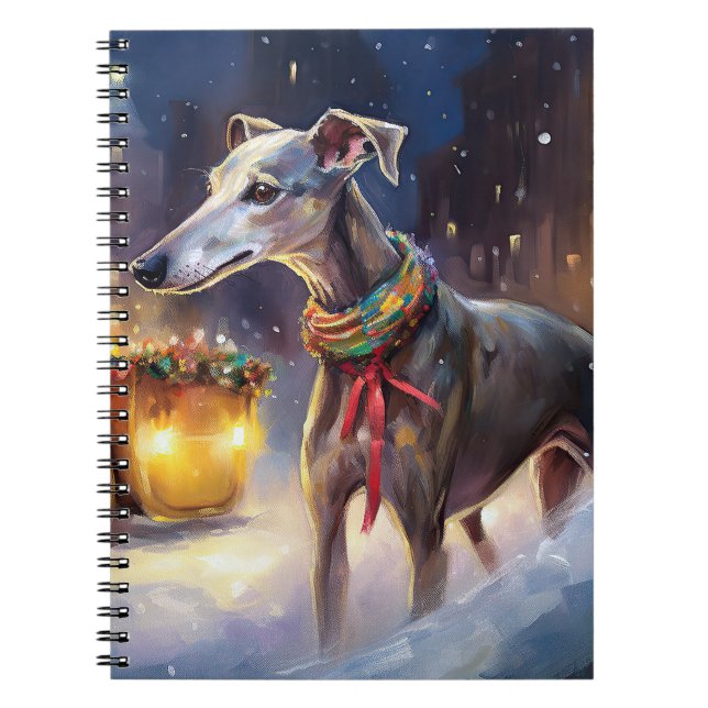 Greyhound Christmas Festive Season  Notebook (Front)