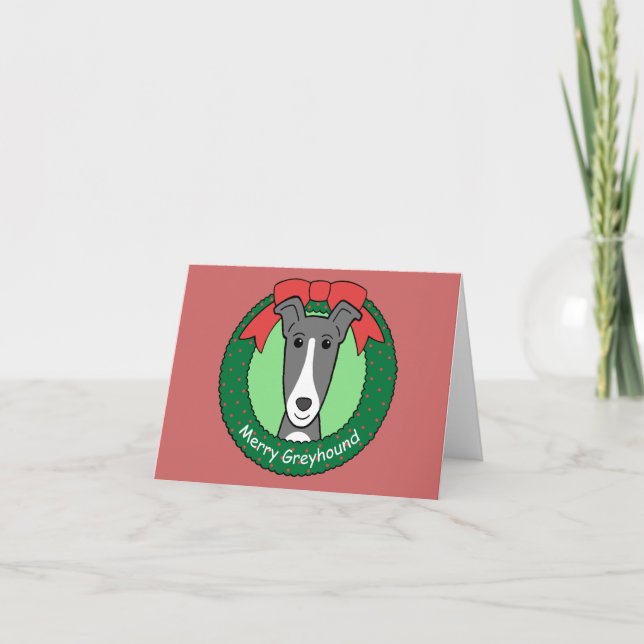 Greyhound Christmas Holiday Card (Front)