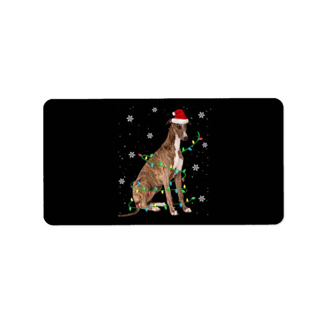greyhound christmas light cute santa greyhound label (Front)