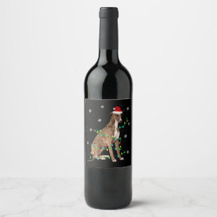 greyhound christmas light cute santa greyhound wine label