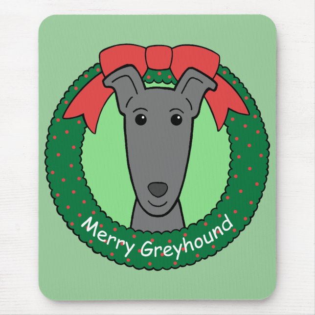 Greyhound Christmas Mouse Pad (Front)