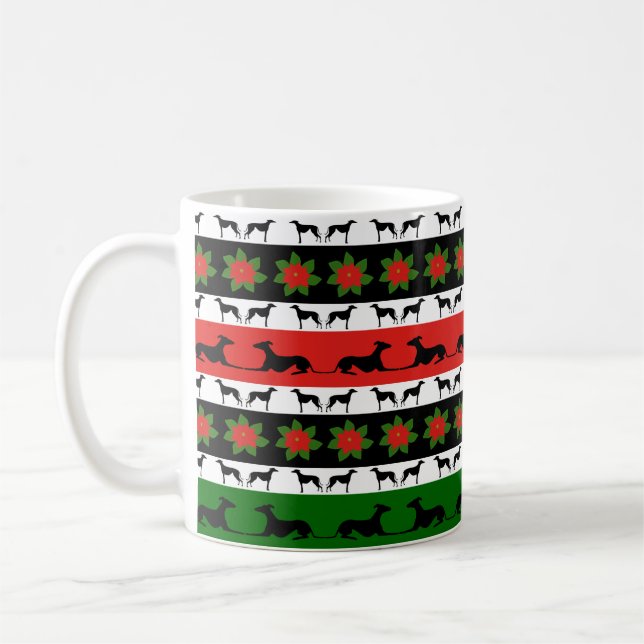 Greyhound Christmas Silhouettes  Coffee Mug (Left)