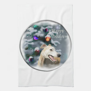 Greyhound Christmas Tea Towel