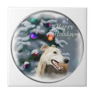 Greyhound Christmas Tile