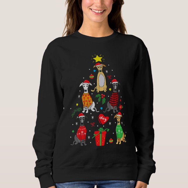 Greyhound Christmas Tree Dog Sweatshirt (Front)