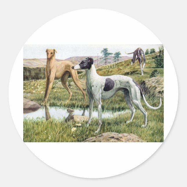 Greyhound Classic Round Sticker (Front)