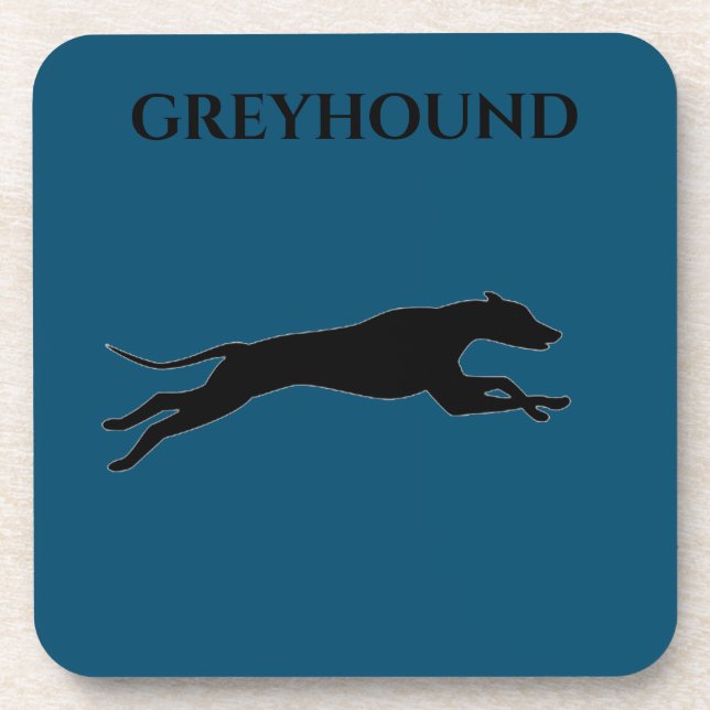 GREYHOUND coasters with cork back set. (Front)