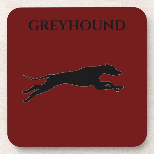 GREYHOUND coasters with cork back set. (Front)