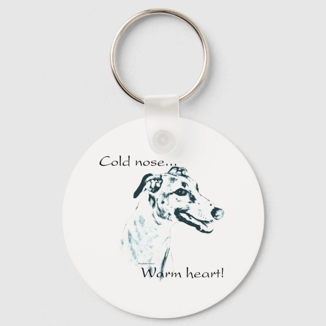 Greyhound Cold Nose, Warm Heart Key Ring (Front)