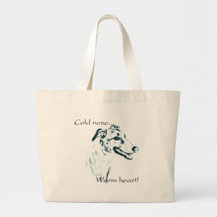 Greyhound Cold Nose Warm Heart Large Tote Bag