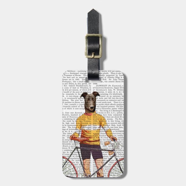Greyhound Cyclist Luggage Tag (Front Vertical)