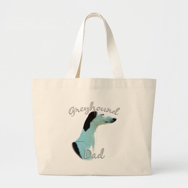 Greyhound Dad 2 Large Tote Bag (Front)