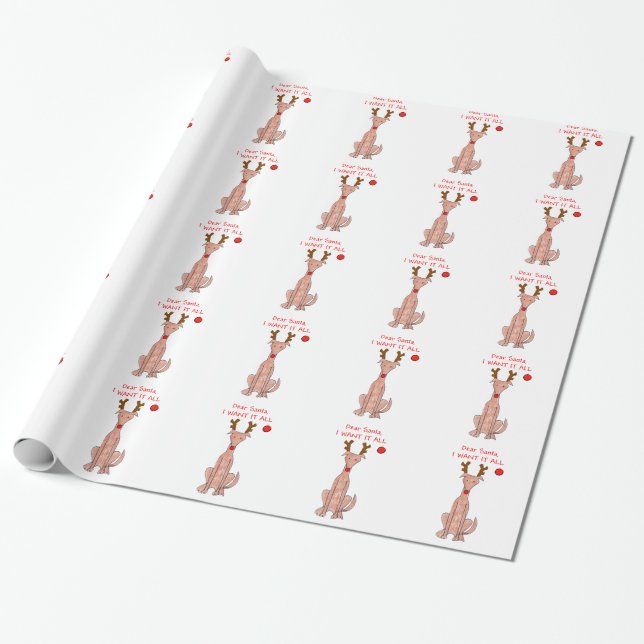 Greyhound Dear Santa.... Wrapping Paper (Unrolled)
