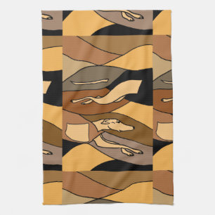 Greyhound Dog Abstract Art Design Tea Towel
