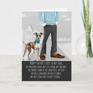 Greyhound Dog and Dad Funny Father's Day Holiday Card