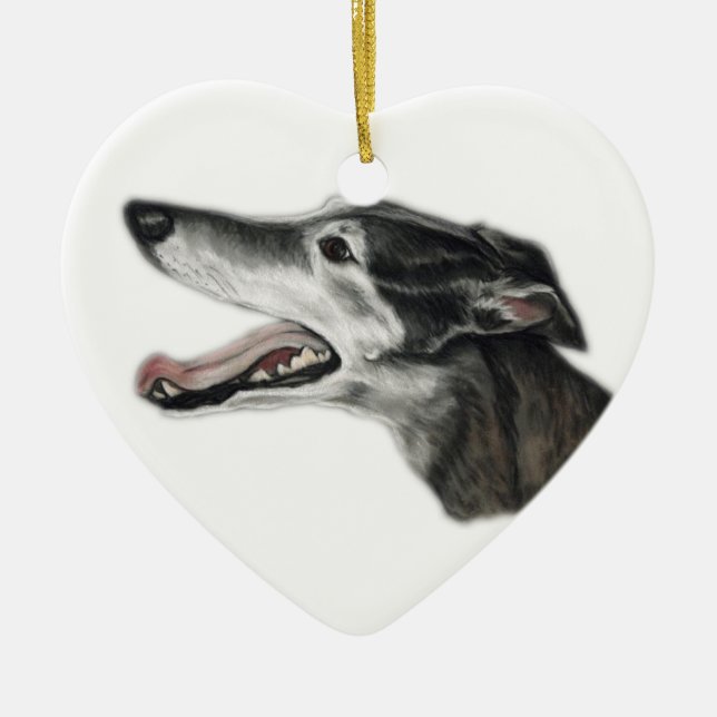 Greyhound Dog Art Ornament (Front)