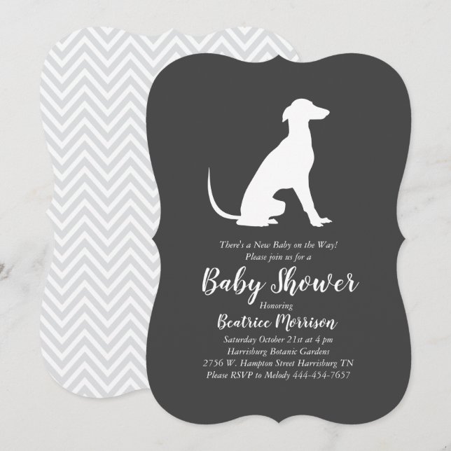 Greyhound Dog Baby Shower Gender Neutral Invitation (Front/Back)