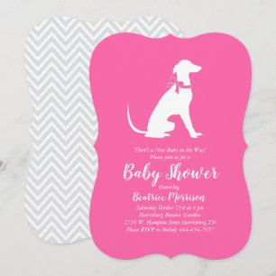 Greyhound Dog Baby Shower Girl Pink Invitation