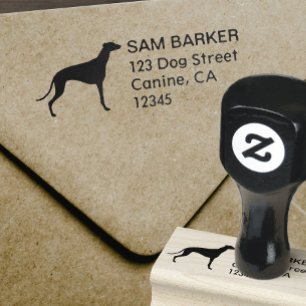 Greyhound Dog Breed Silhouette Return Address Rubber Stamp