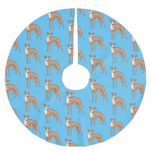 Greyhound dog cartoon illustration brushed polyester tree skirt