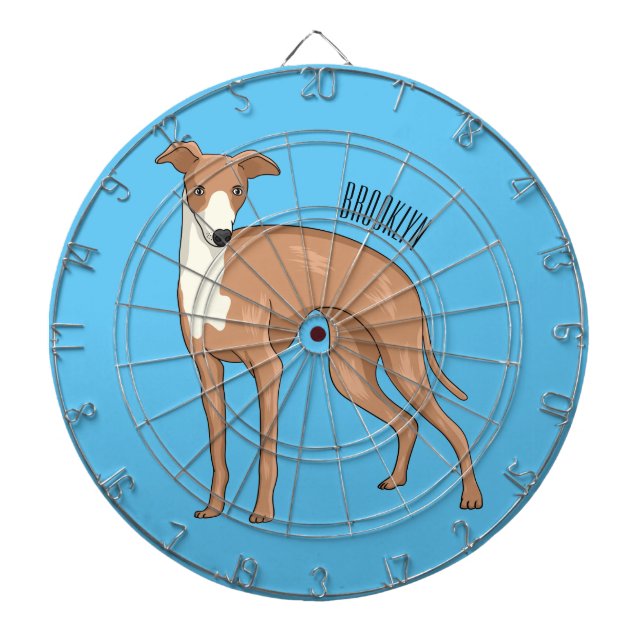 Greyhound dog cartoon illustration  dartboard (Front)