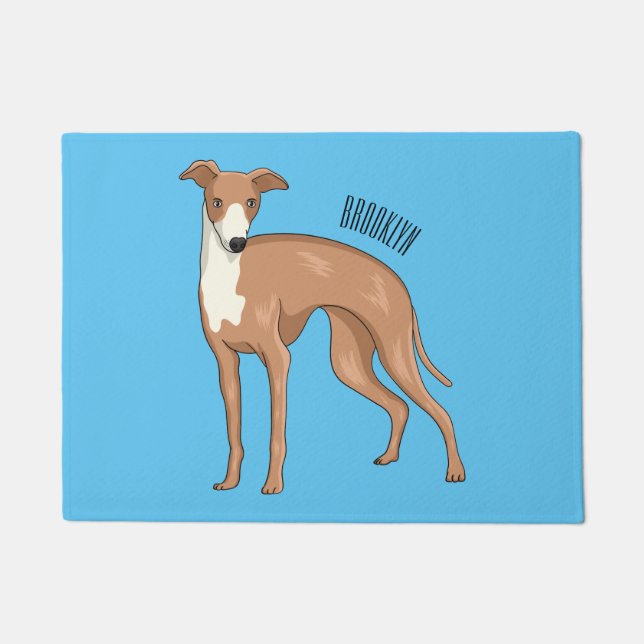 Greyhound dog cartoon illustration  doormat (Front)