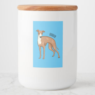 Greyhound dog cartoon illustration  food label