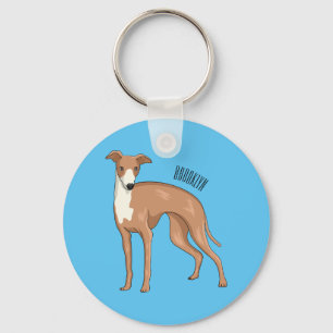 Greyhound dog cartoon illustration  key ring