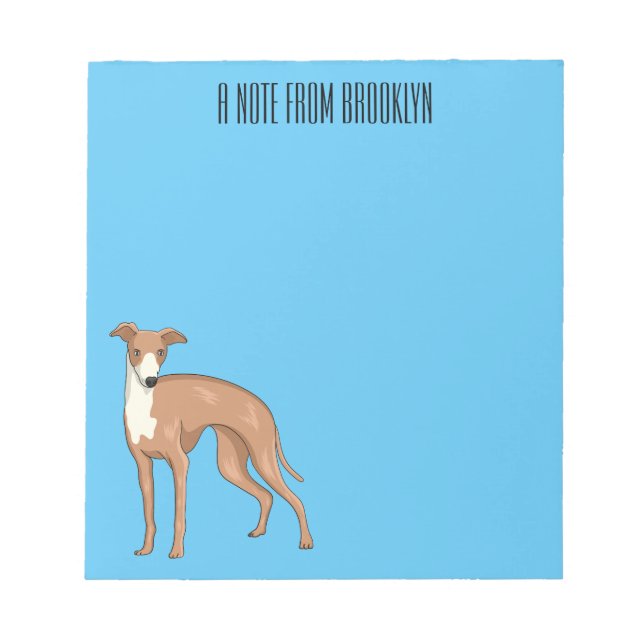 Greyhound dog cartoon illustration notepad (Front)