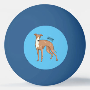 Greyhound dog cartoon illustration  ping pong ball