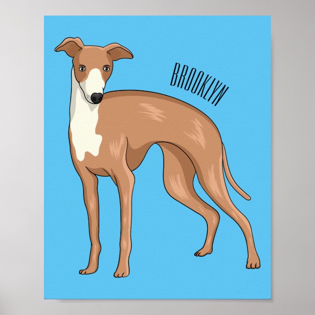 Greyhound dog cartoon illustration  poster (Front)
