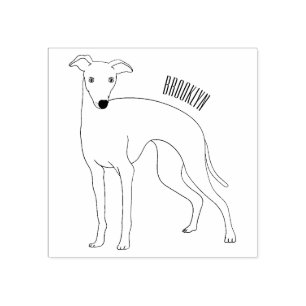 Greyhound dog cartoon illustration rubber stamp