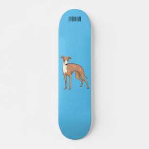 Greyhound dog cartoon illustration skateboard
