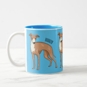 Greyhound dog cartoon illustration Two-Tone coffee mug