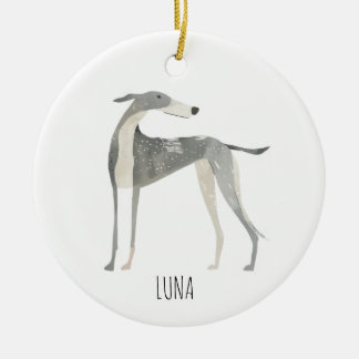 Greyhound Dog Ceramic Tree Decoration