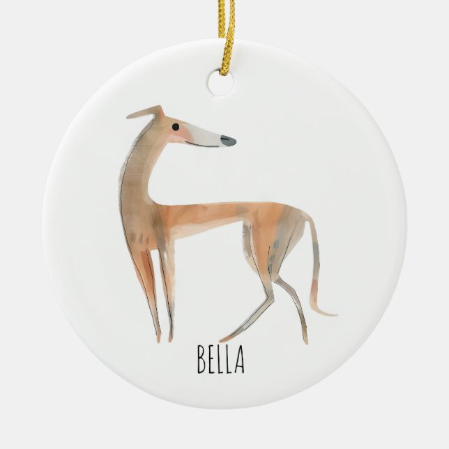 Greyhound Dog Ceramic Tree Decoration (Front)